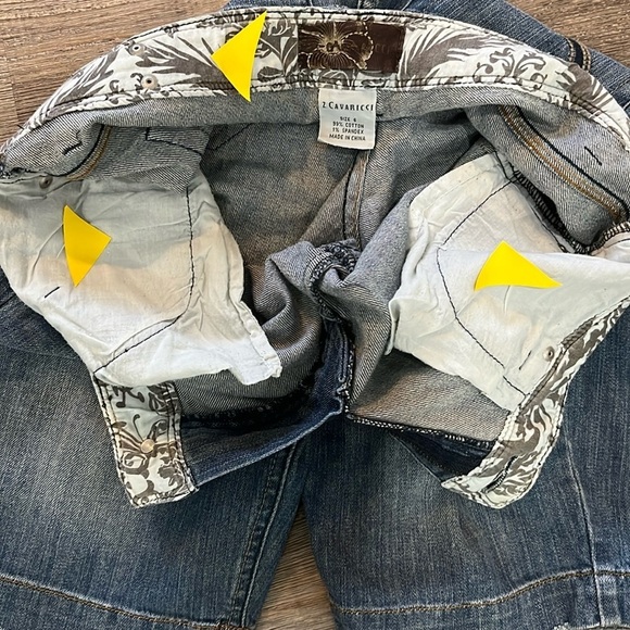 Z Cavaricci Blue Jean Bermuda Long Denim Distressed Jean Shorts Sz 6 Casual Y2K - Picture 2 of 16